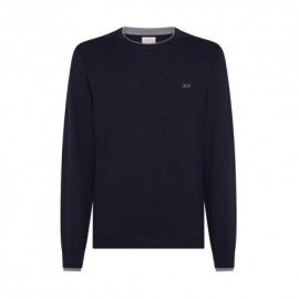 Sun 68 Maglia Maniche Lunghe Girocollo Doppio Collo Blu Uomo