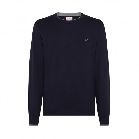 Sun 68 Maglia Maniche Lunghe Girocollo Doppio Collo Blu Uomo