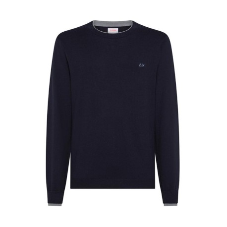 Sun 68 Maglia Maniche Lunghe Girocollo Doppio Collo Blu Uomo