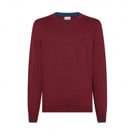 Sun 68 Maglia Maniche Lunghe Girocollo Doppio Collo Bordeaux Uomo