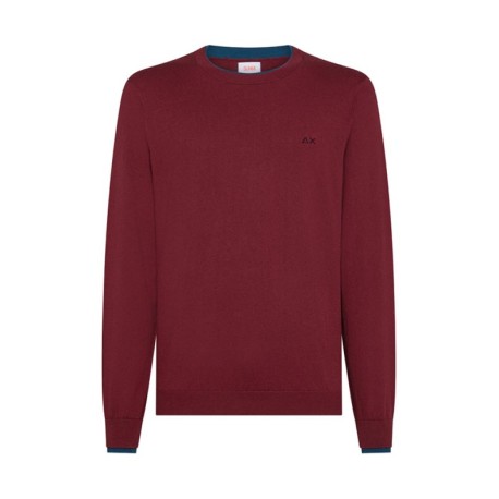 Sun 68 Maglia Maniche Lunghe Girocollo Doppio Collo Bordeaux Uomo
