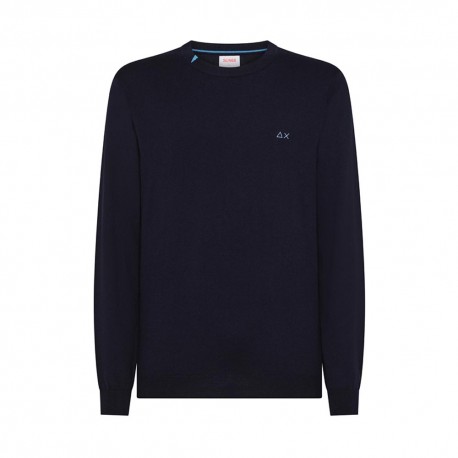 Sun 68 Maglia Maniche Lunghe Girocollo Logo Blu Uomo L