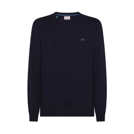 Sun 68 Maglia Maniche Lunghe Girocollo Logo Blu Uomo