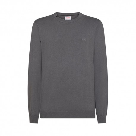Sun 68 Maglia Maniche Lunghe Girocollo Logo Grigio Uomo