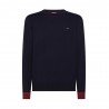 Sun 68 Maglia Maniche Lunghe Toppa Polsini Contrasto Blu Uomo