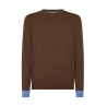 Sun 68 Maglia Maniche Lunghe Toppa Polsini Contrasto Marrone Uomo