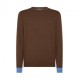 Sun 68 Maglia Maniche Lunghe Toppa Polsini Contrasto Marrone Uomo