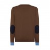 Sun 68 Maglia Maniche Lunghe Toppa Polsini Contrasto Marrone Uomo