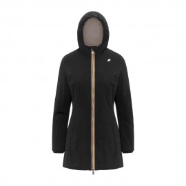 K-Way Giacca Lunga Denise Strech Warm Revers Nero Beige Donna
