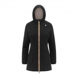 K-Way Giacca Lunga Denise Strech Warm Revers Nero Beige Donna