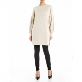 Replay Abito In Maglia Maniche Lunghe Girocollo Burro Donna