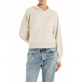 Replay Felpa Con Cappuccio Burro Donna