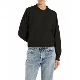 Replay Felpa Con Cappuccio Nero Donna