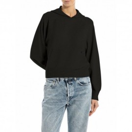 Replay Felpa Con Cappuccio Nero Donna