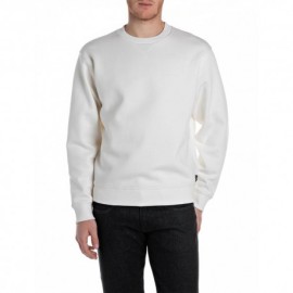 Replay Felpa Girocollo Logo Bianco  Uomo