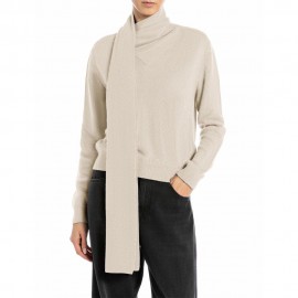 Replay Maglia Maniche Lunghe Collo Sciarpa Burro Donna