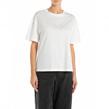 Replay T-Shirt Logo Bianco  Donna