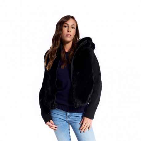 Iceport Ecopelliccia Maniche In Maglia Maniche Lunghe Nero Donna