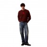 Calvin Klein Maglia Maniche Lunghe Cotton Cashmere 3D Logo Bordeaux Uomo