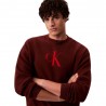 Calvin Klein Maglia Maniche Lunghe Cotton Cashmere 3D Logo Bordeaux Uomo