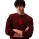 Calvin Klein Maglia Maniche Lunghe Cotton Cashmere 3D Logo Bordeaux Uomo