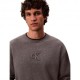Calvin Klein Maglia Maniche Lunghe Girocollo Embossed Logo Grigio Uomo