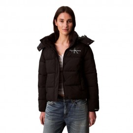 Calvin Klein Piumino Logo Shortss Puffer Nero Donna
