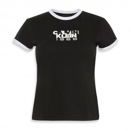Calvin Klein T-Shirt Bordino Nero Donna