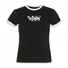 Calvin Klein T-Shirt Bordino Nero Donna