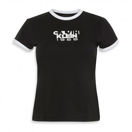 Calvin Klein T-Shirt Bordino Nero Donna