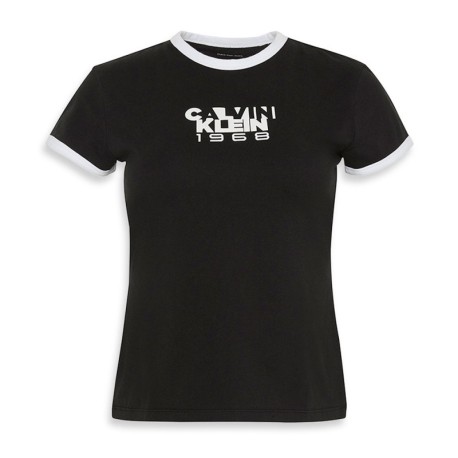 Calvin Klein T-Shirt Bordino Nero Donna
