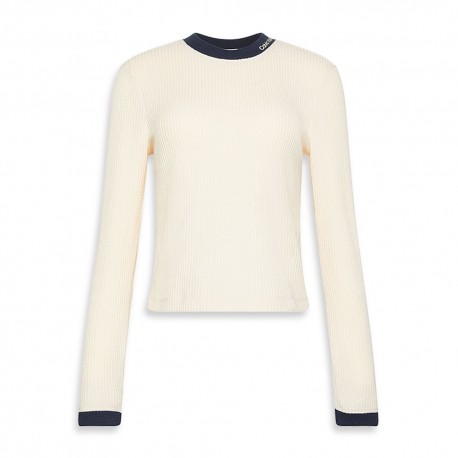 Calvin Klein T-Shirt Waffle Bianco Donna