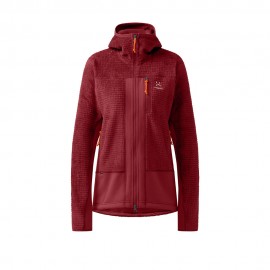 Haglöfs Felpa In Pile Vassi Mid Hood Carmine Red Donna