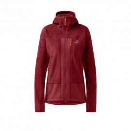 Haglöfs Felpa In Pile Vassi Mid Hood Carmine Red Donna