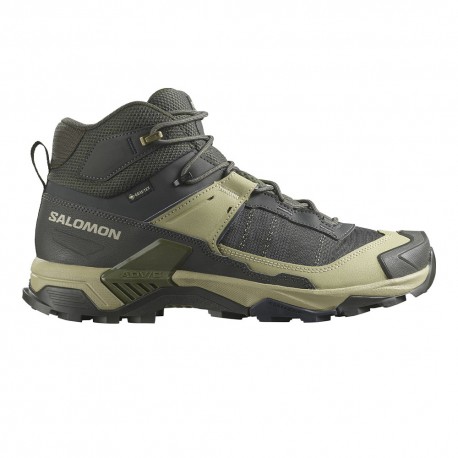 Salomon X Ultra 5 Mid GORE-TEX Peat Gray Verde Blue Nights - Scarpe Trekking Uomo