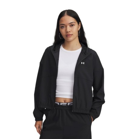 Under Armour Felpa Palestra Rival Woven Jkt Nero Donna