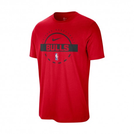 Nike T-Shirt Nba Basket Bulls Rosso Nero Uomo