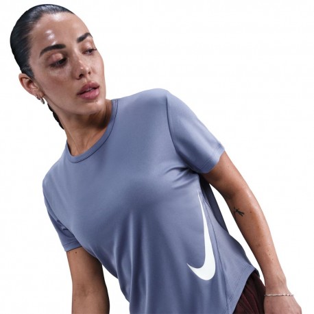 Nike Tempo Swoosh Run Maglia Running  Hbr World Indigo Argento Donna