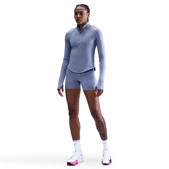 Nike Tempo Swoosh Maglia Running Hbr World Indigo Argento Donna