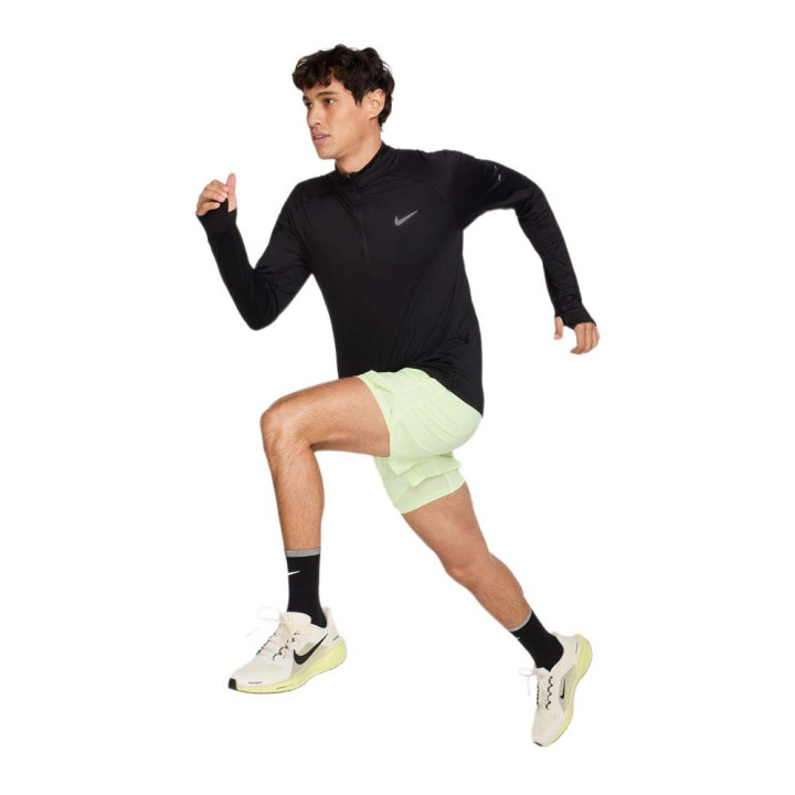 Nike Stride Maglia Running Felpa Running Nero Reflective Argento Uomo