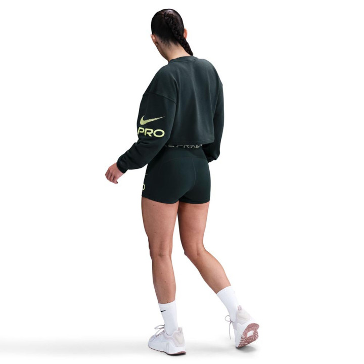 Nike Pro Felpa Palestra Girocollo Verde Donna