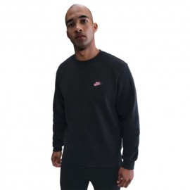 Nike Club Felpa Giro Logo Piccolo Nero Uomo
