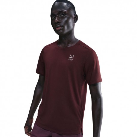 Nike Court Advantage T-Shirt Tennis Burgundy Uomo