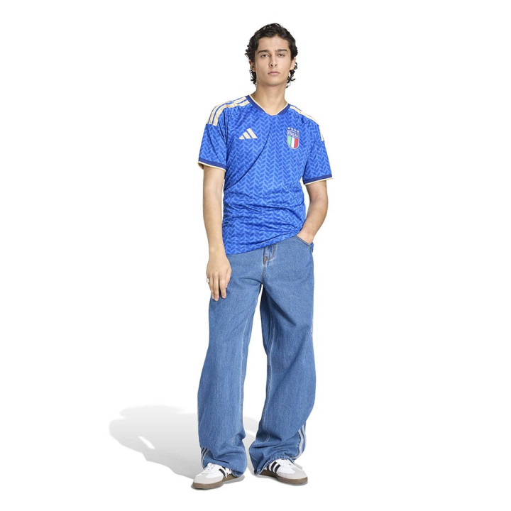 Adidas Maglia Maniche Corte Home Italia Blu Uomo