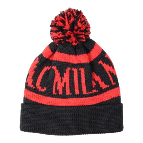 Imma Cuffia Milan Ponpon Nero Rosso Uomo