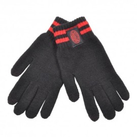 Imma Guanti Calcio Milan Righe Patch Pelle Nero Rosso Uomo