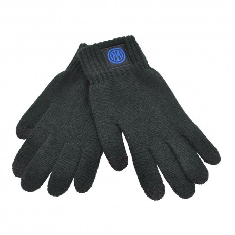 Imma Guanti Calcio Inter Patch Pelle Nero Azzurro Uomo