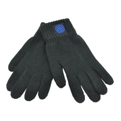 Imma Guanti Calcio Inter Patch Pelle Nero Azzurro Uomo