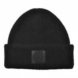Imma Cuffia Inter Patch Pelle Ricamo Nero Azzurro Uomo