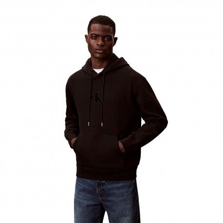 Calvin Klein Felpa Con Cappuccio Logo Nero Uomo